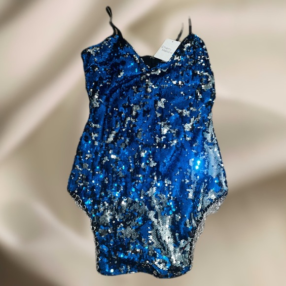 Dolls Kill Sparkly Rhinestone Fringe Hem Dress - Picture 1 of 2